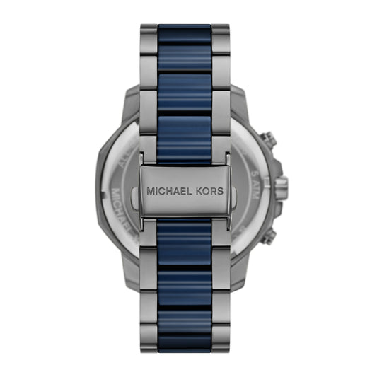 Michael Kors Men's Prescott Chronograph Blue Ceramic and Gunmetal Stainless Steel Watch