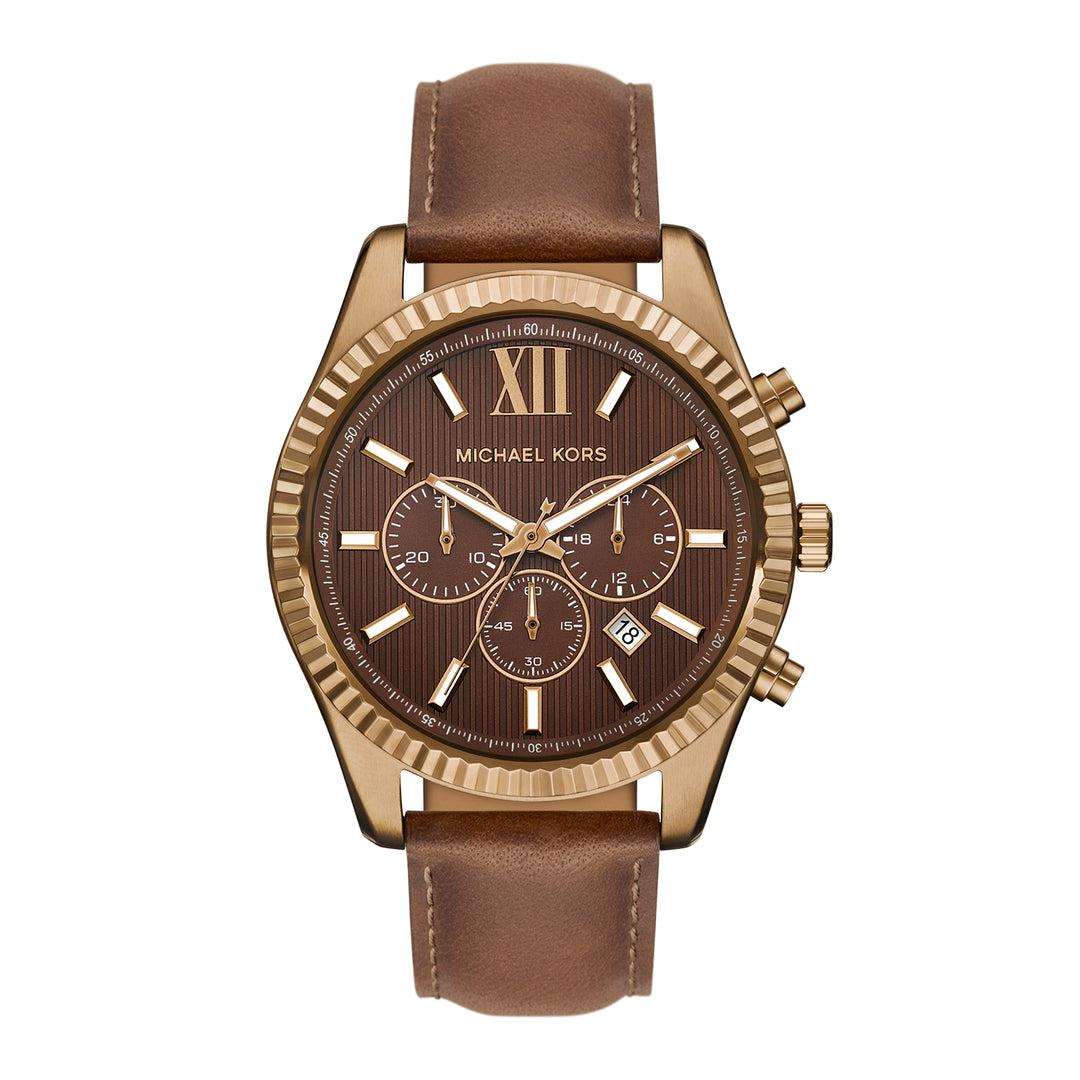 Michael Kors Men's Lexington Chronograph Brown Leather Watch
