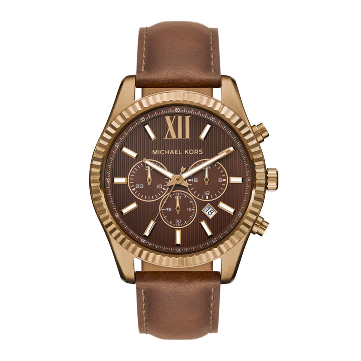 Michael Kors Men's Lexington Chronograph Brown Leather Watch