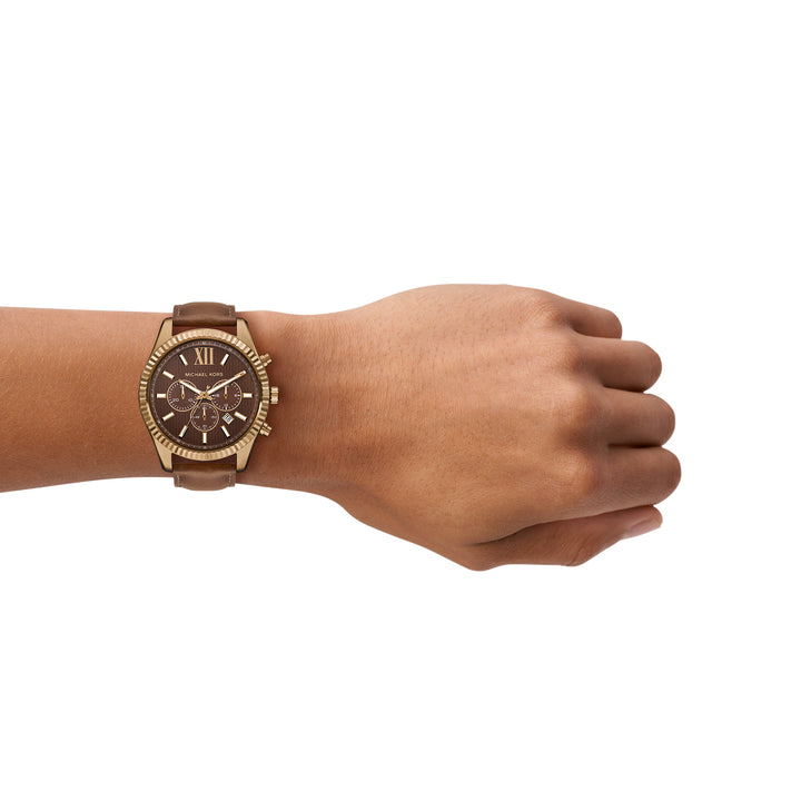 Michael Kors Men's Lexington Chronograph Brown Leather Watch