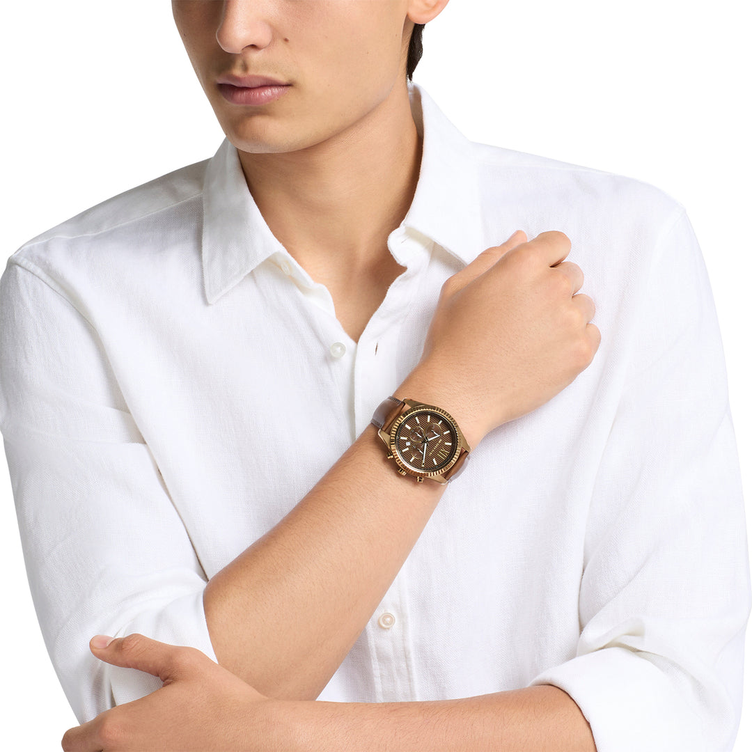 Michael Kors Men's Lexington Chronograph Brown Leather Watch