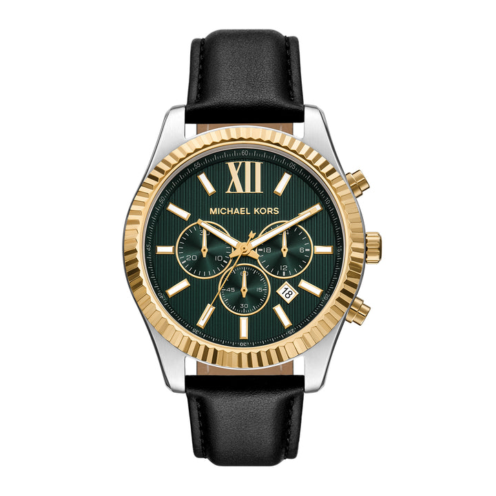 Michael Kors Men's Lexington Chronograph Black Leather Watch