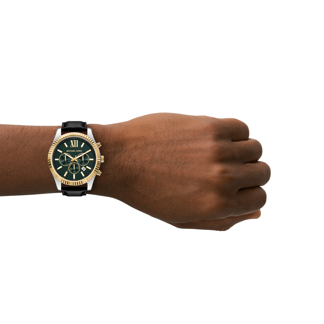 Michael Kors Men's Lexington Chronograph Black Leather Watch