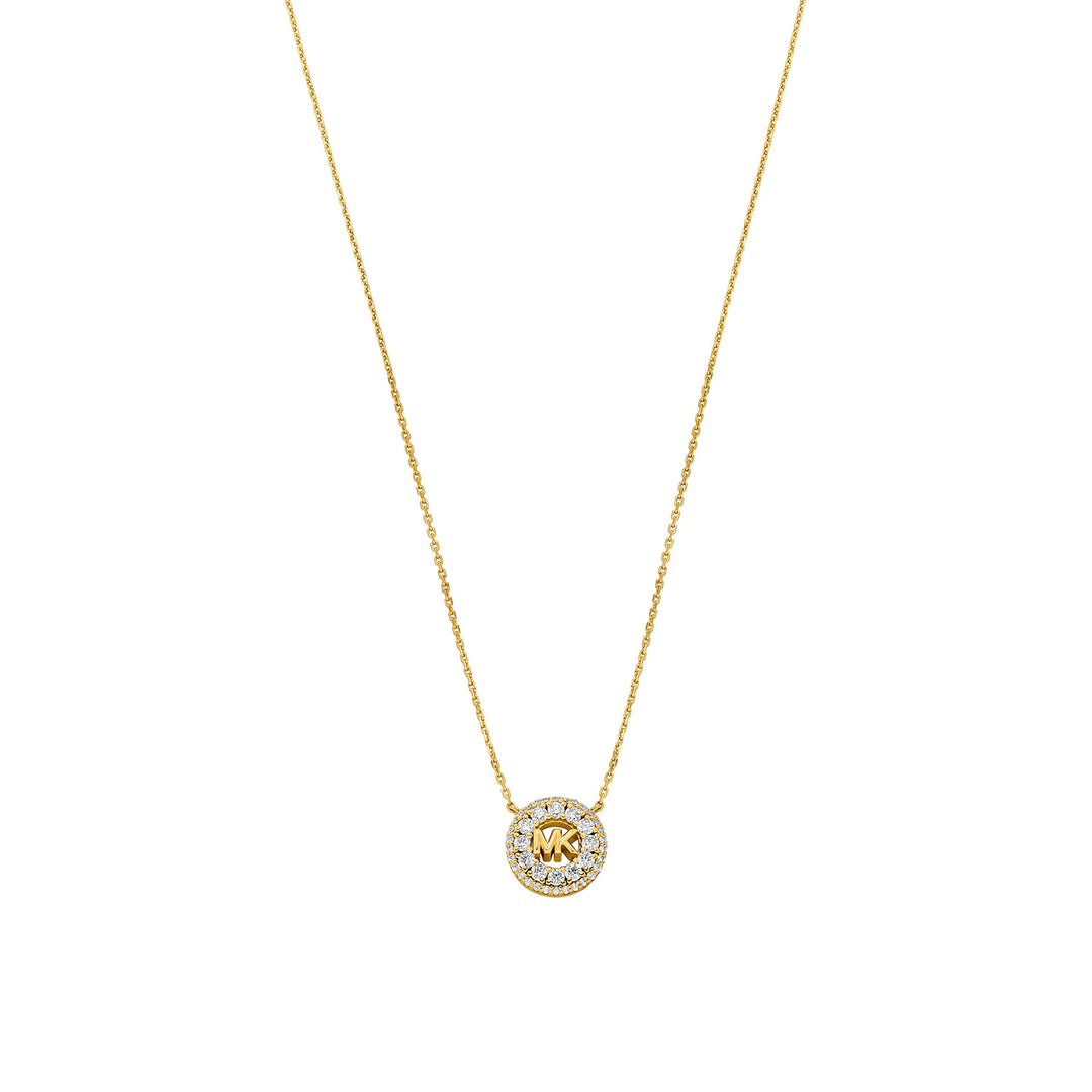 Michael Kors Women's 14k Gold-Plated Sterling Silver Pavé Logo Pendant Necklace
