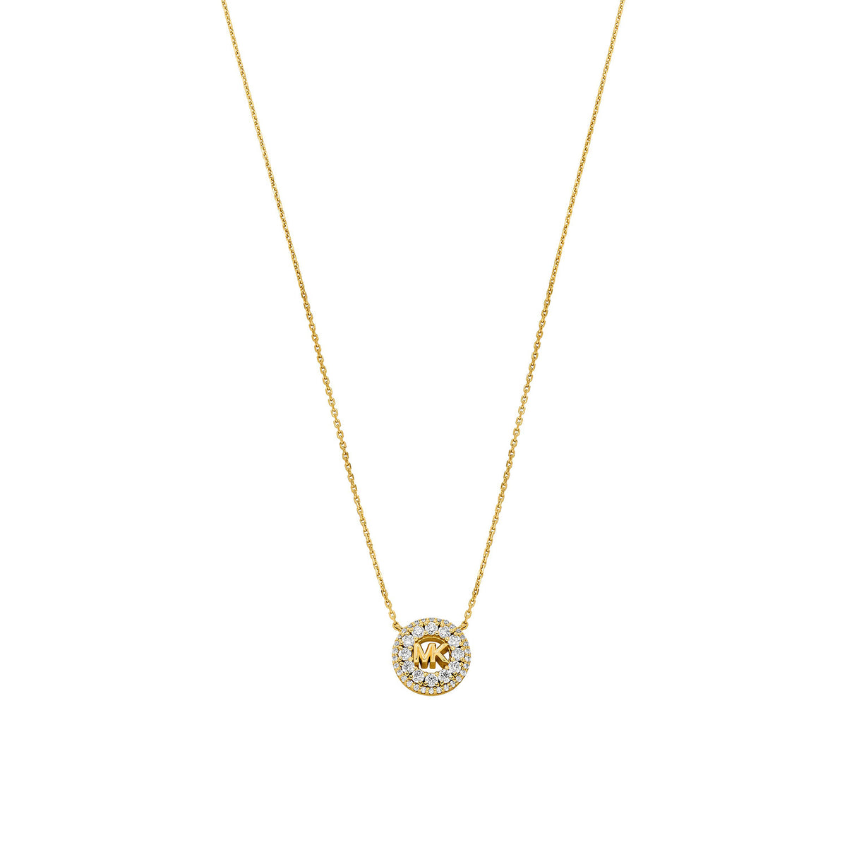 Michael Kors Women's 14k Gold-Plated Sterling Silver Pavé Logo Pendant Necklace