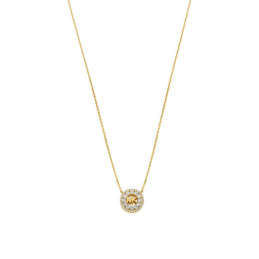 Michael Kors Women's 14k Gold-Plated Sterling Silver Pavé Logo Pendant Necklace