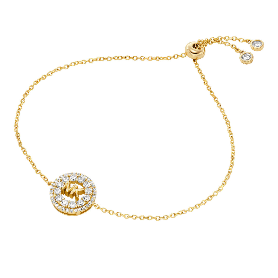 Michael Kors Women's 14k Gold-Plated Sterling Silver Pavé Logo Slider Bracelet