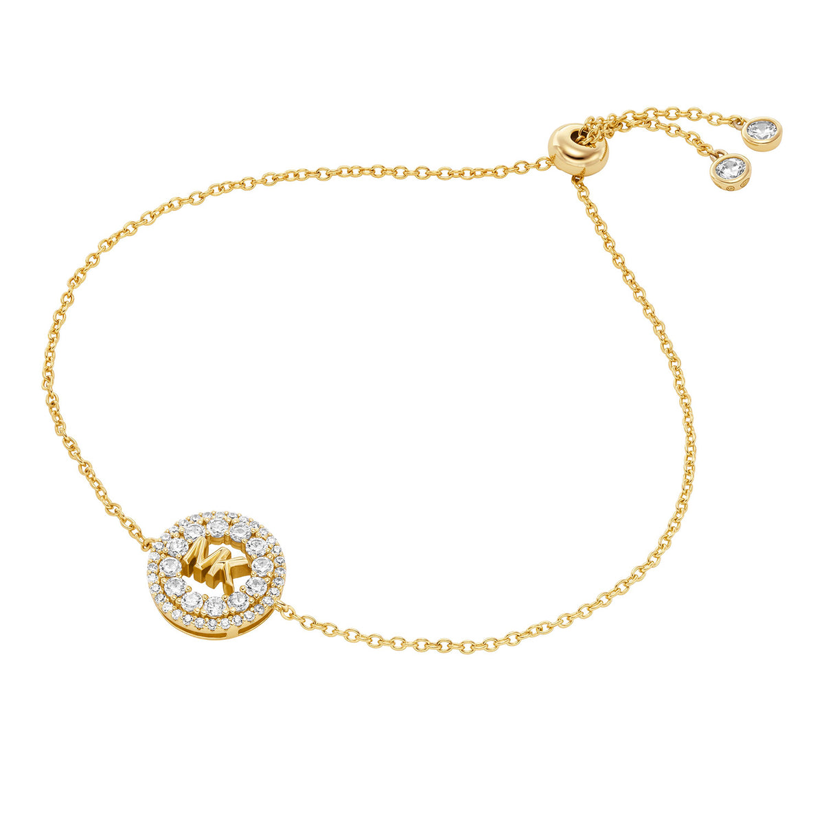 Michael Kors Women's 14k Gold-Plated Sterling Silver Pavé Logo Slider Bracelet