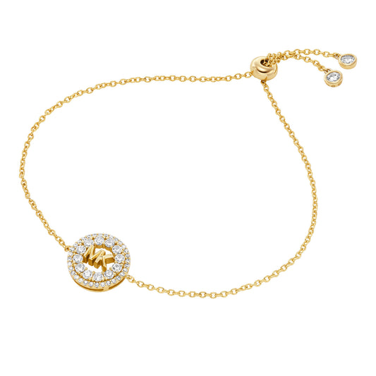 Michael Kors Women's 14k Gold-Plated Sterling Silver Pavé Logo Slider Bracelet