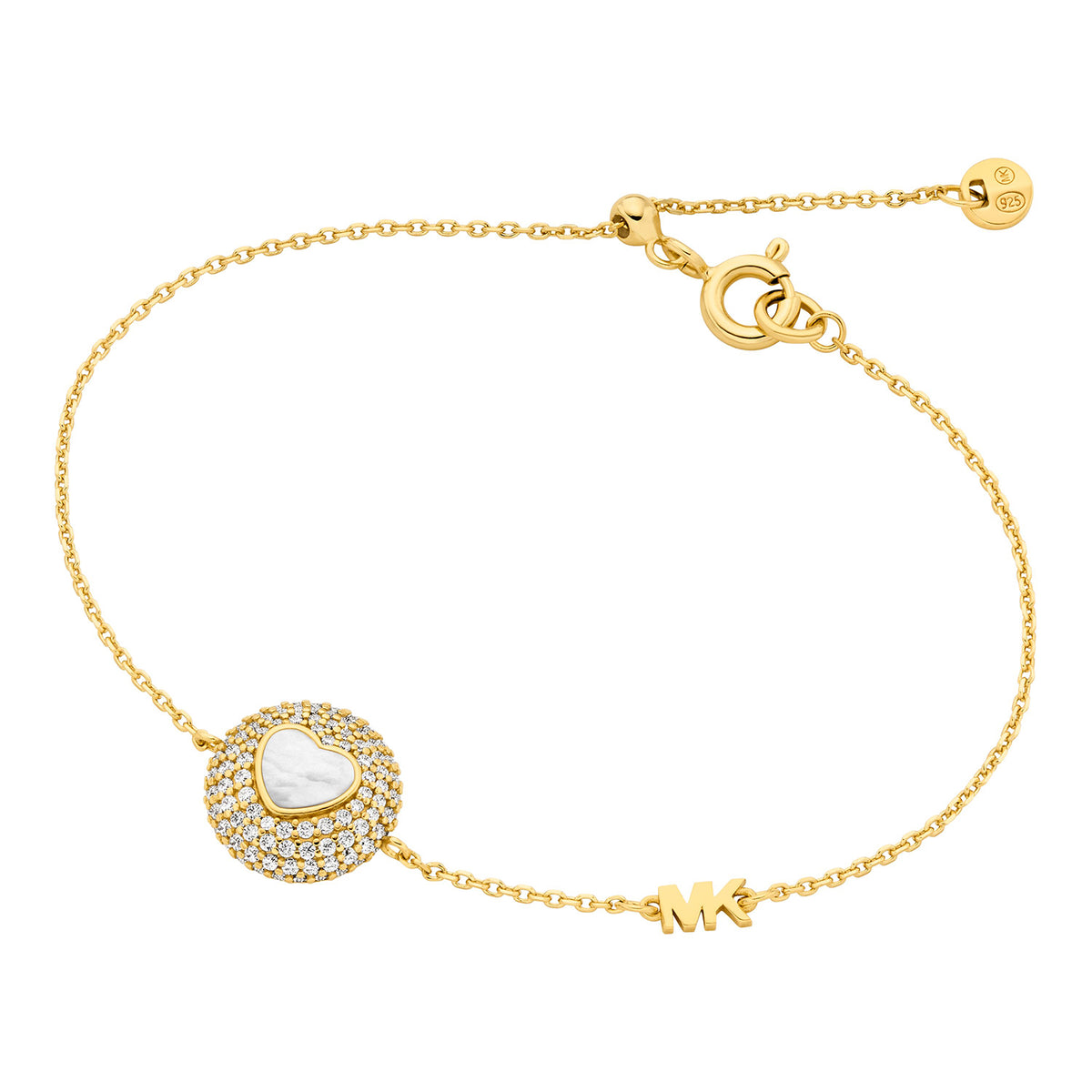 Michael Kors Women's 14k Gold Plated Sterling Silver MOP Heart Bracelet