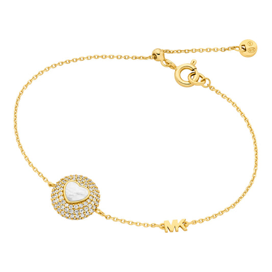 Michael Kors Women's 14k Gold Plated Sterling Silver MOP Heart Bracelet