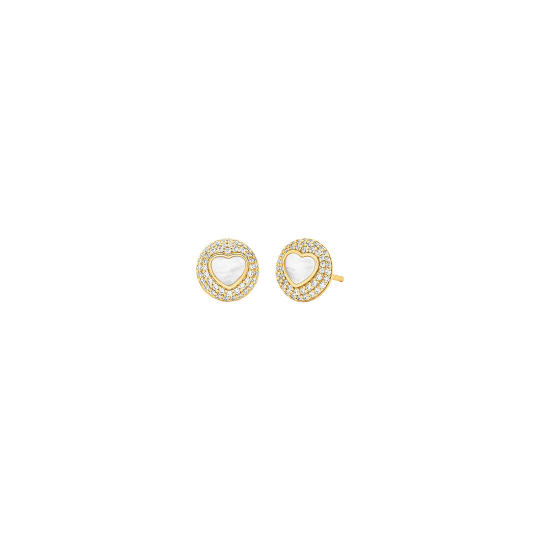 Michael Kors Women's 14k Gold Plated Sterling Silver MOP Heart Stud Earrings