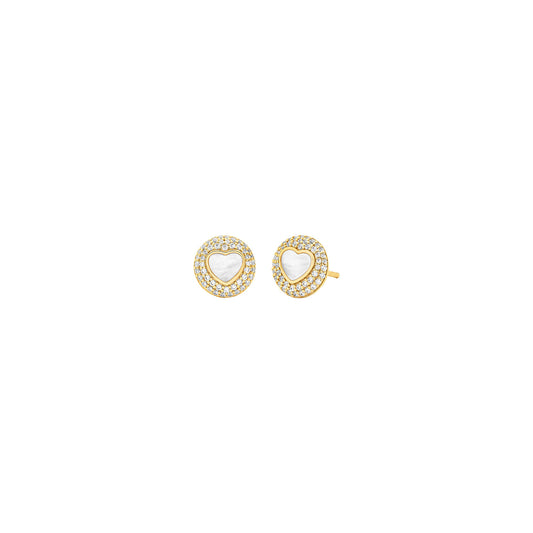 Michael Kors Women's 14k Gold Plated Sterling Silver MOP Heart Stud Earrings