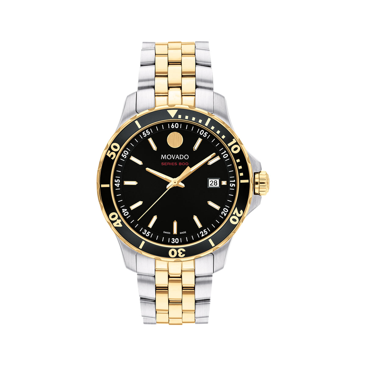 Movado Men's Black Dial Watch Gold Tone Case Quartz