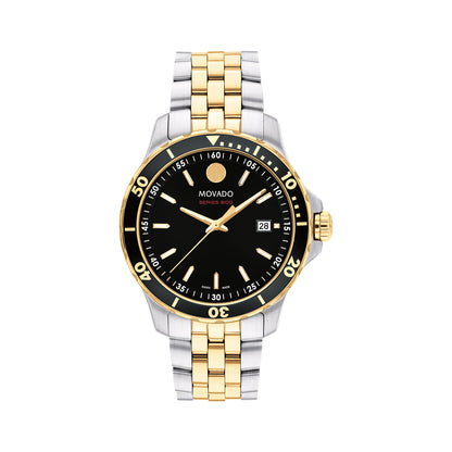 Movado Men's Black Dial Watch Gold Tone Case Quartz