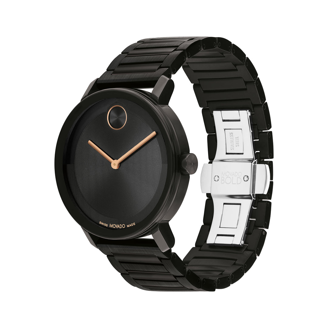 Movado Men's Black Dial Watch Black Tone Case Quartz