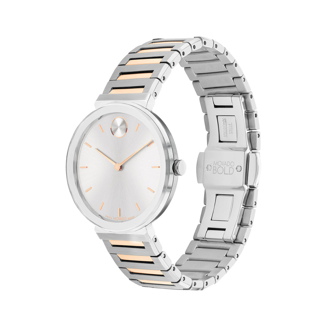 Movado Ladies Silver Dial Watch Silver Tone Case Quartz