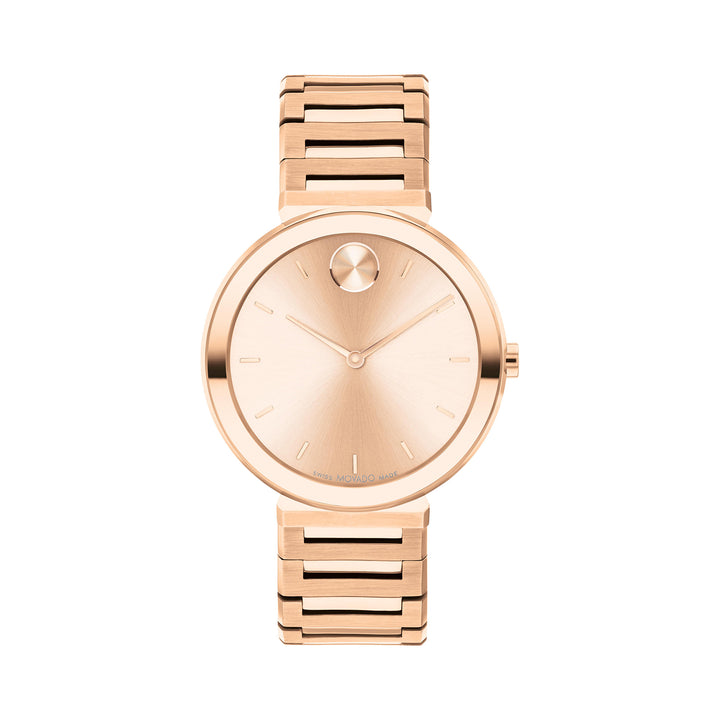 Movado Ladies Rose Gold Dial Watch Rose Gold Tone Case Quartz