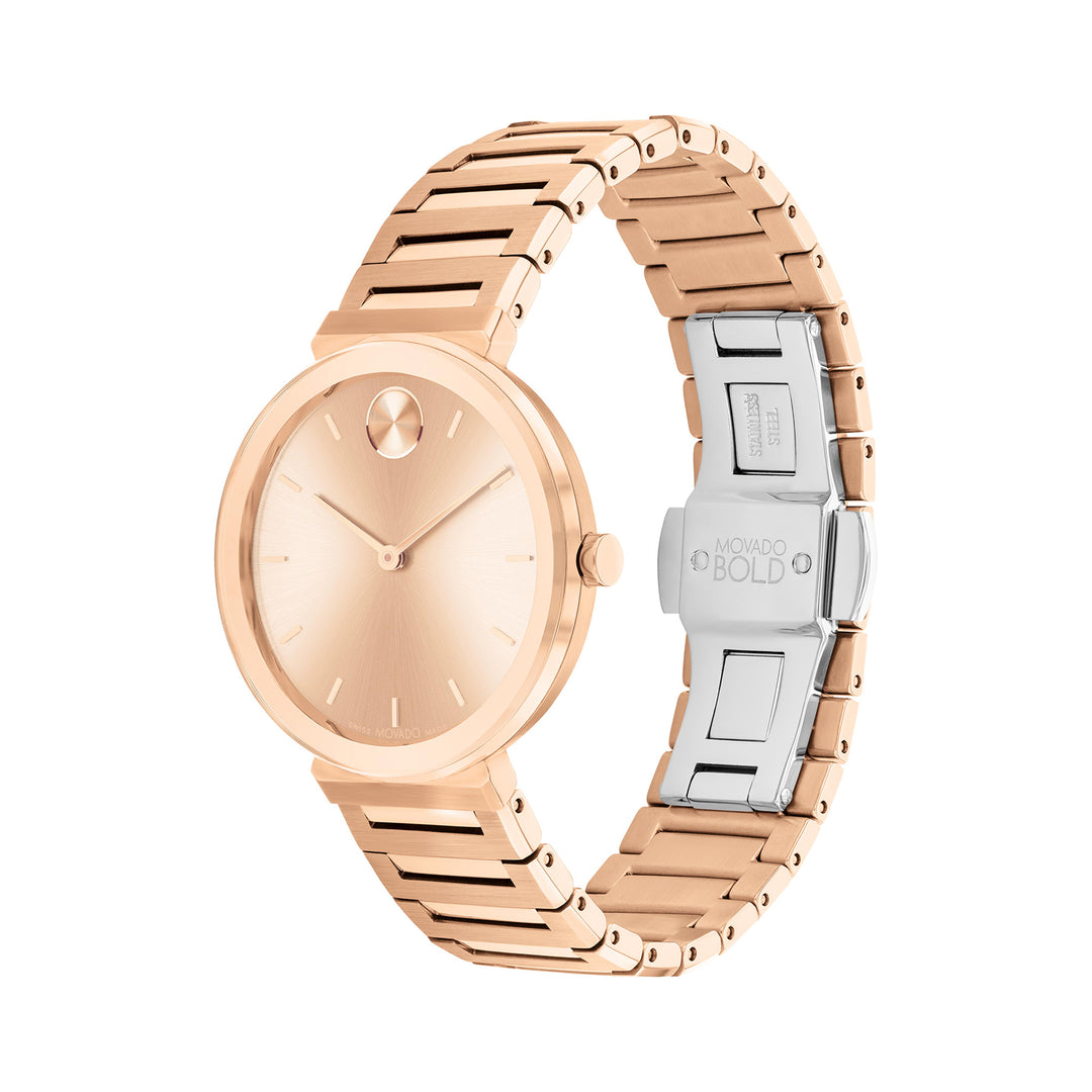 Movado Ladies Rose Gold Dial Watch Rose Gold Tone Case Quartz