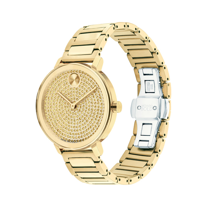 Movado Ladies Gold Dial Watch Gold Tone Case Quartz