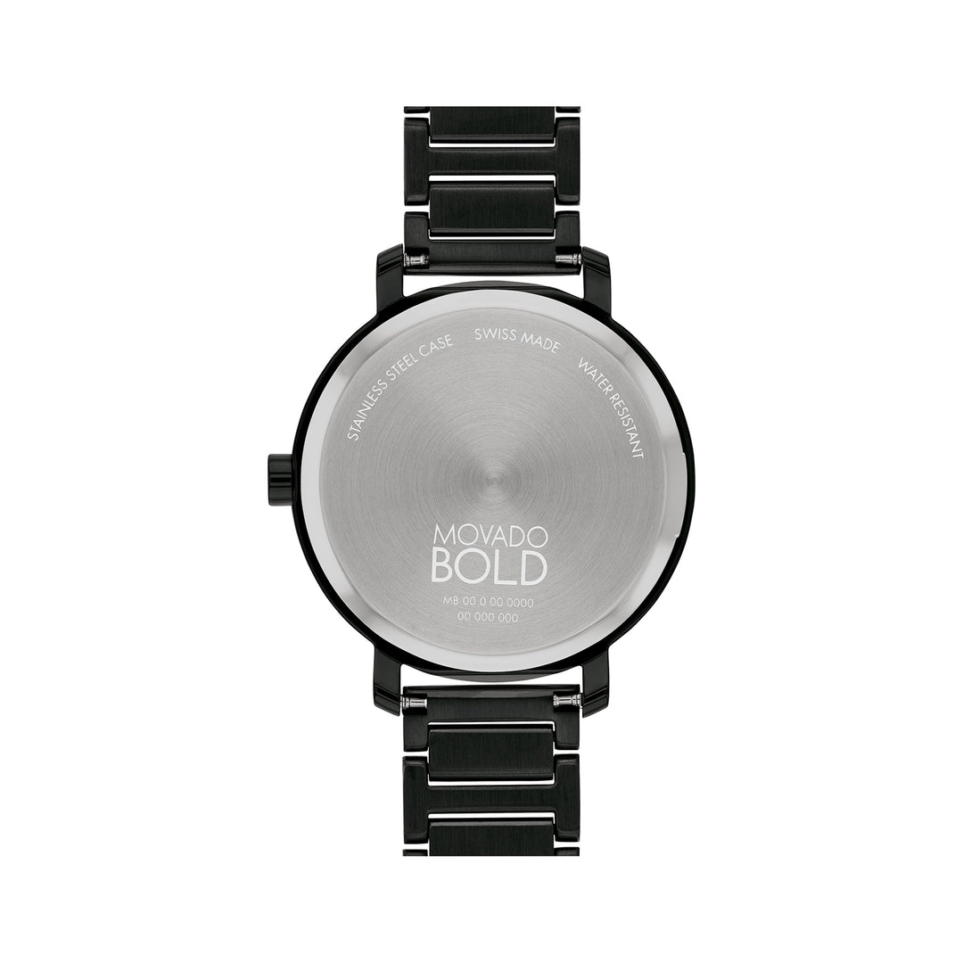 Movado Ladies Gunmetal Dial Watch Black Tone Case Quartz