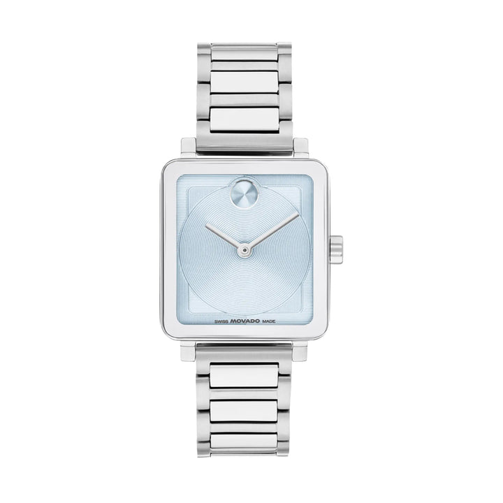 Movado Bold Ladies Watch Silver Tone Case Blue Dial Quartz