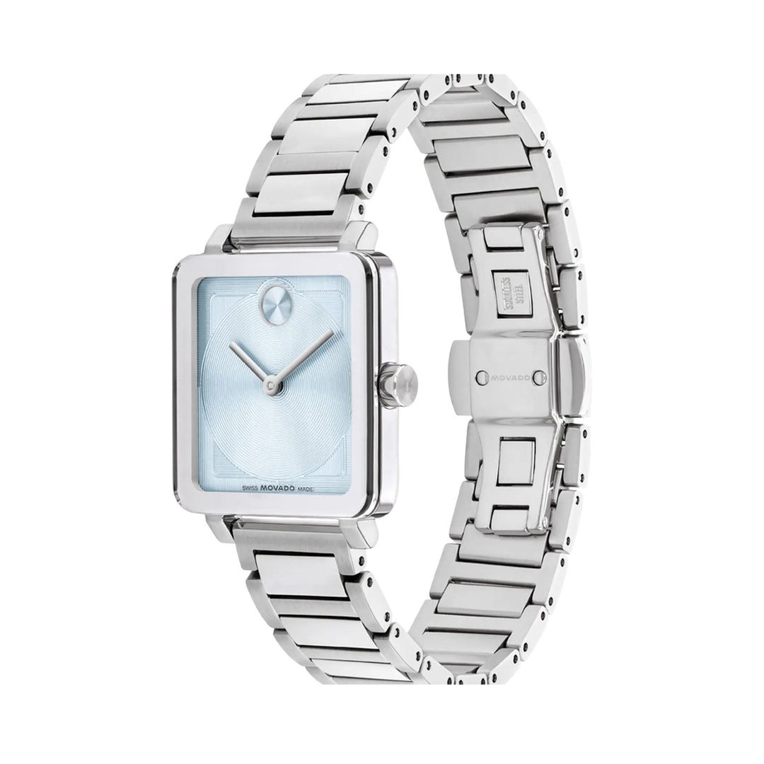Movado Bold Ladies Watch Silver Tone Case Blue Dial Quartz