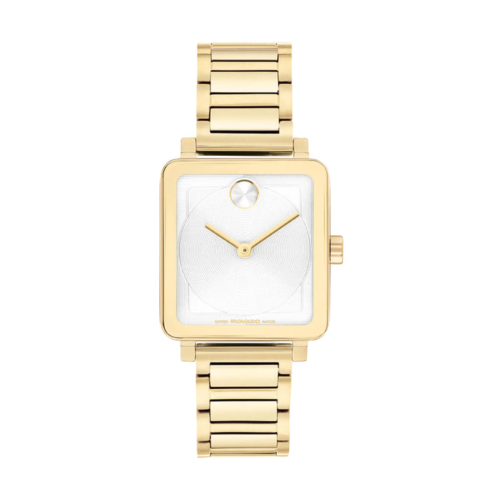 Movado Bold Ladies Watch Gold Tone Case White Dial Quartz