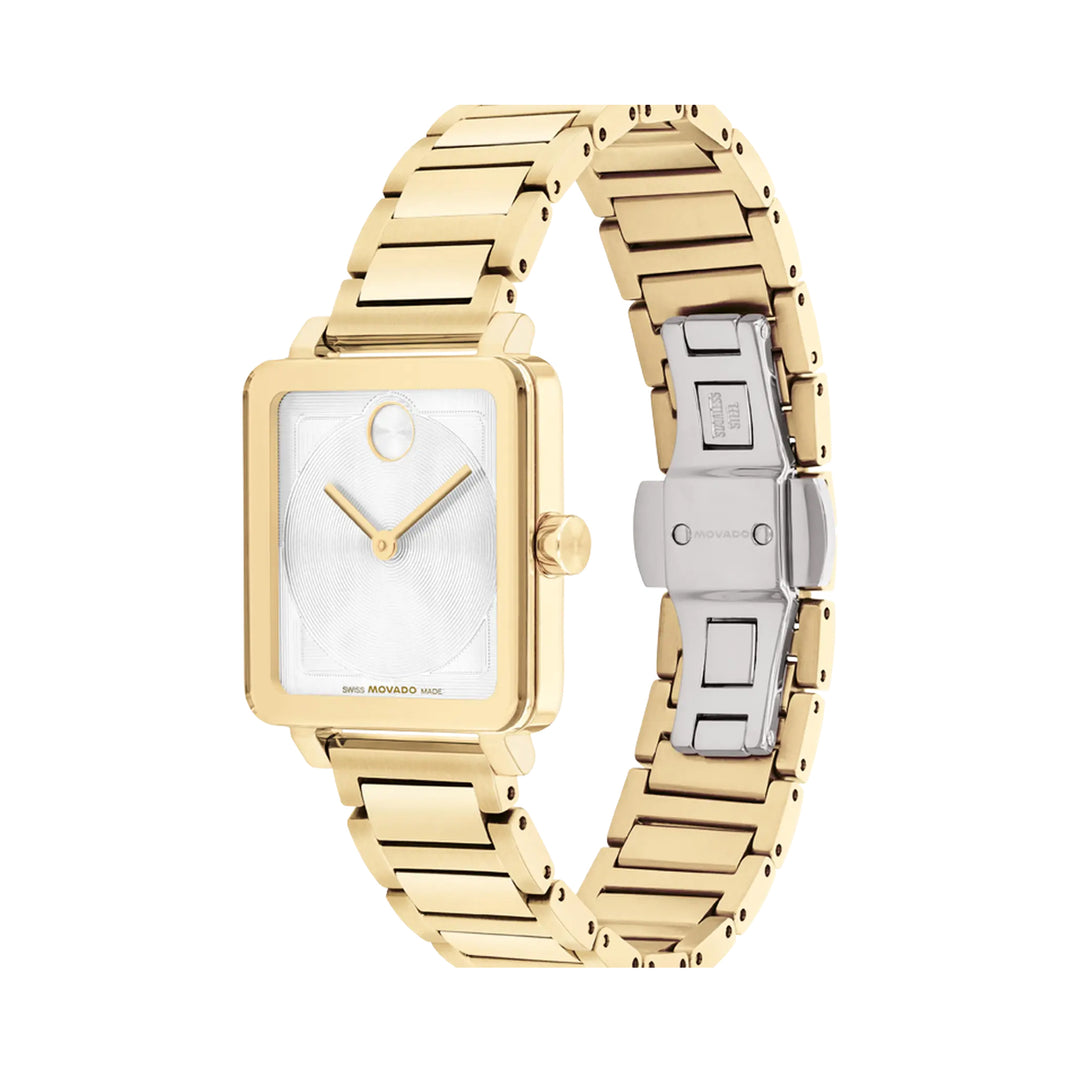 Movado Bold Ladies Watch Gold Tone Case White Dial Quartz