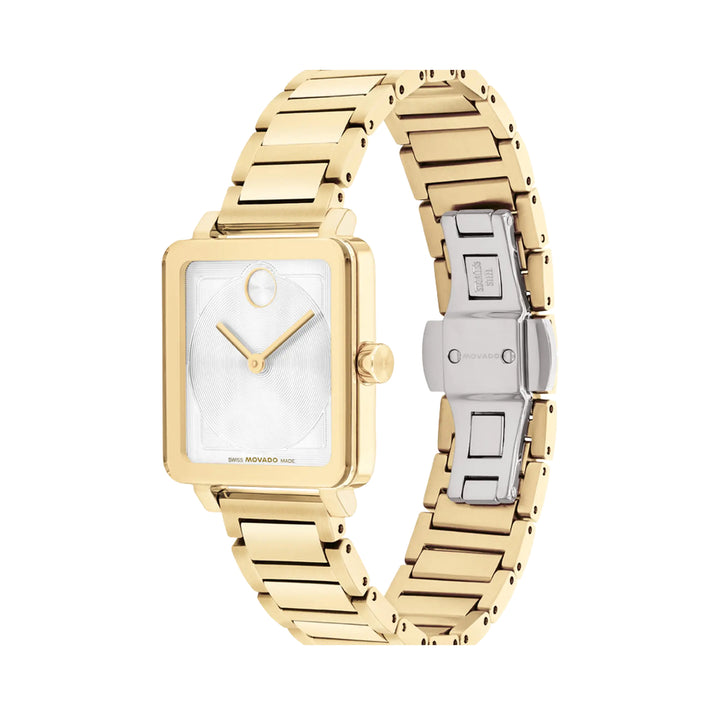 Movado Bold Ladies Watch Gold Tone Case White Dial Quartz