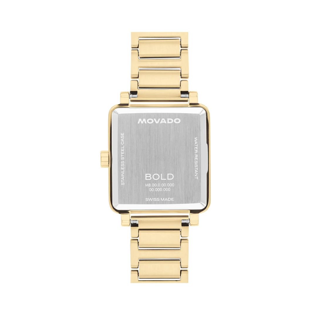 Movado Bold Ladies Watch Gold Tone Case White Dial Quartz