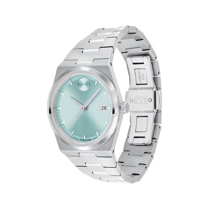 Movado Bold Ladies Watch Silver Tone Case Blue Dial Quartz