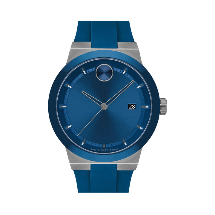 Movado Bold Men's Watch Grey Tone Case Blue Dial Quartz