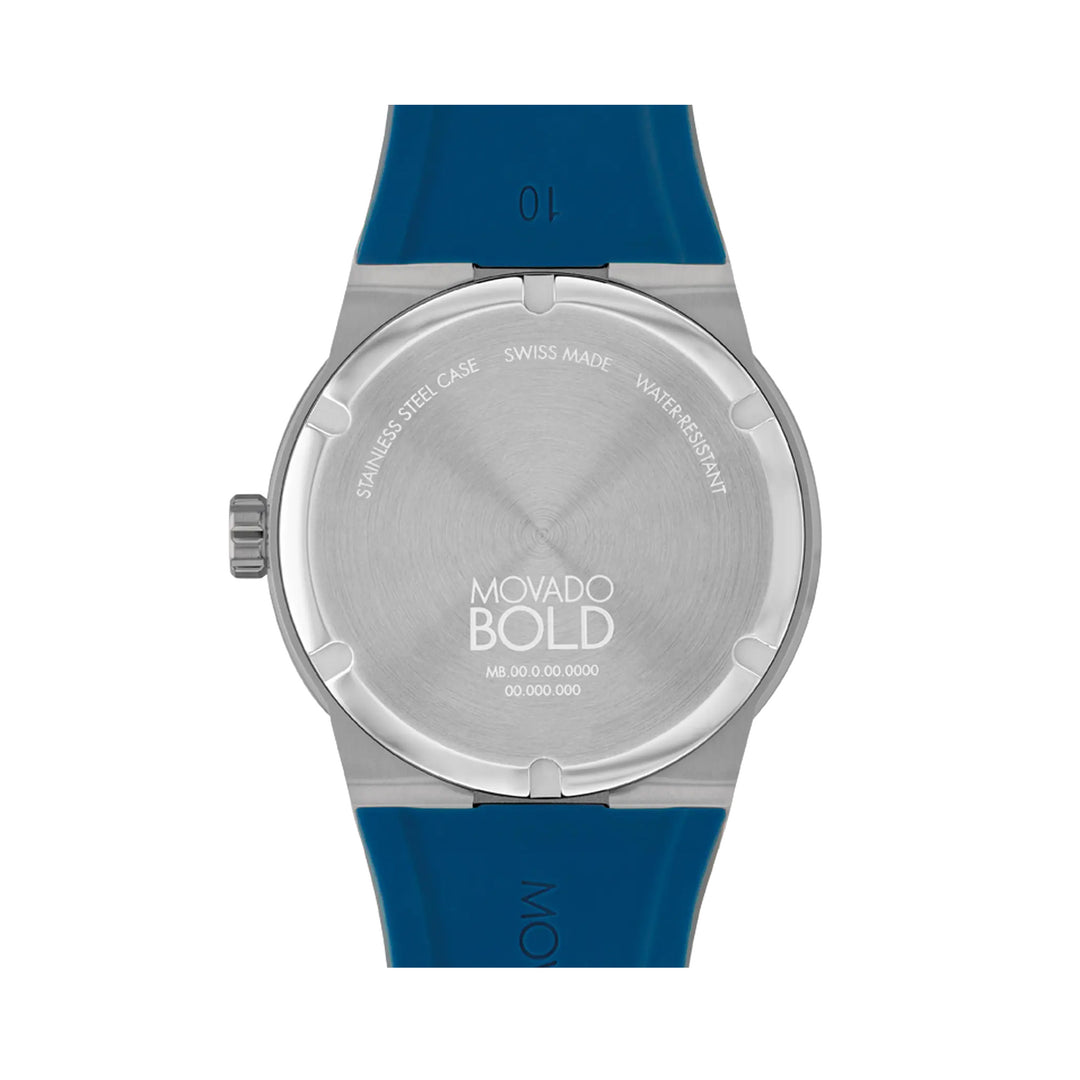 Movado Bold Men's Watch Grey Tone Case Blue Dial Quartz