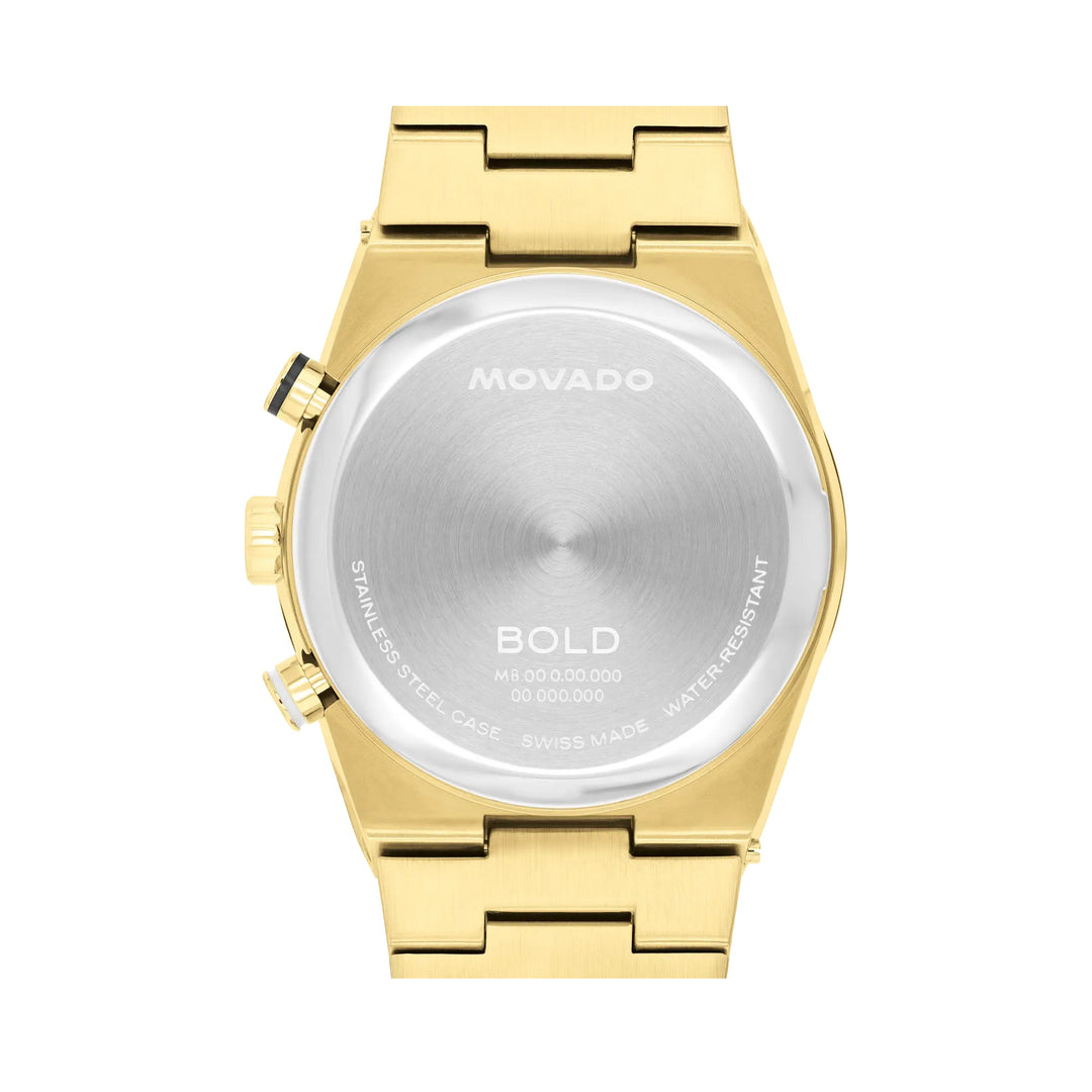 Movado Bold Men's Watch Gold Tone Case Black Dial Quartz