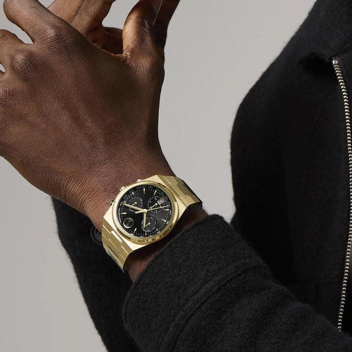 Movado Bold Men's Watch Gold Tone Case Black Dial Quartz