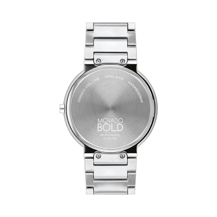 Movado Bold Men's Watch Silver Tone Case Blue Dial Quartz