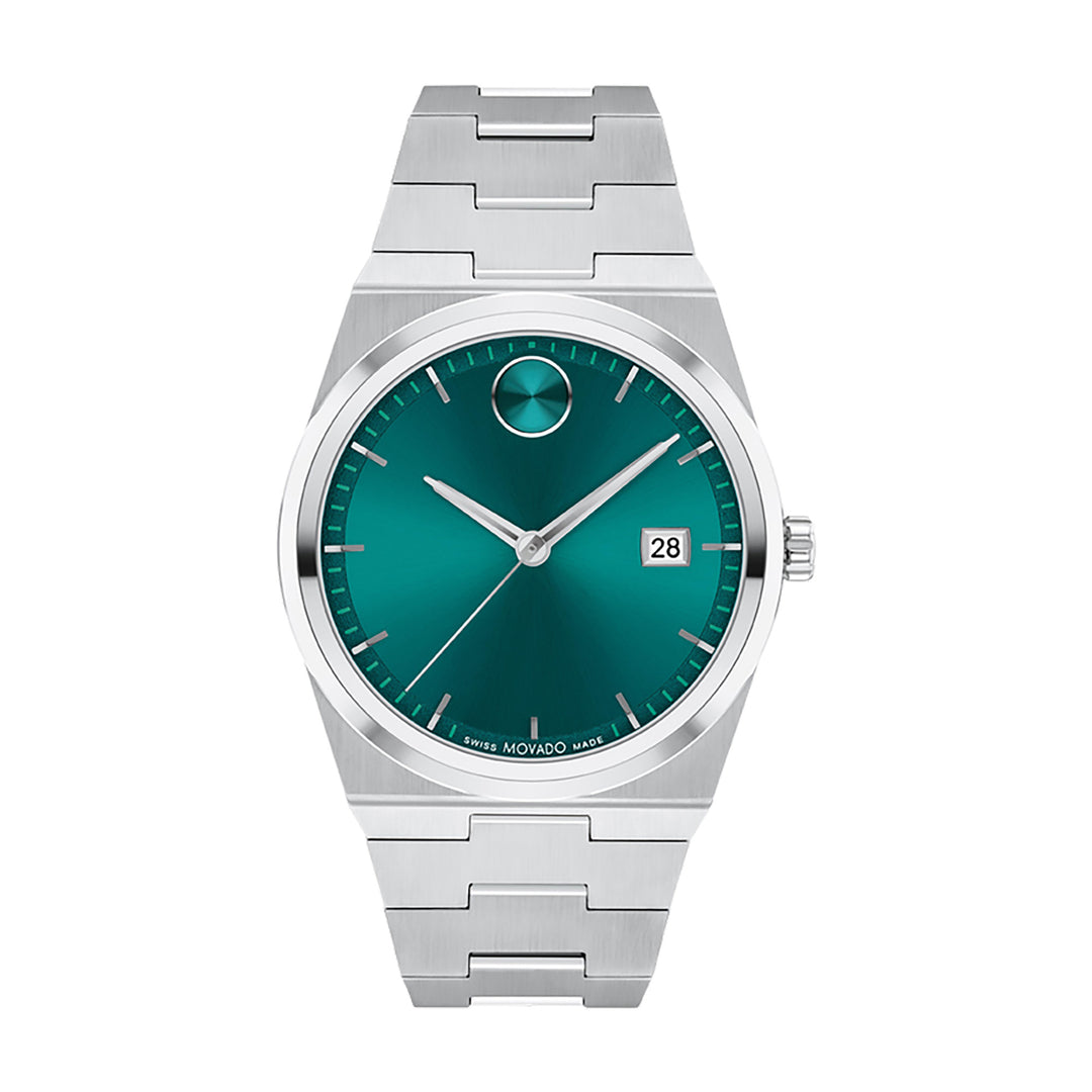 Movado Bold Men's Green Dial Watch Silver Tone Case Quartz – The