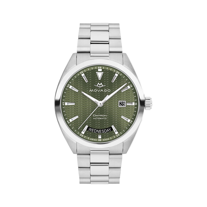 Movado Men's Green Dial Watch Silver Tone Case Auto