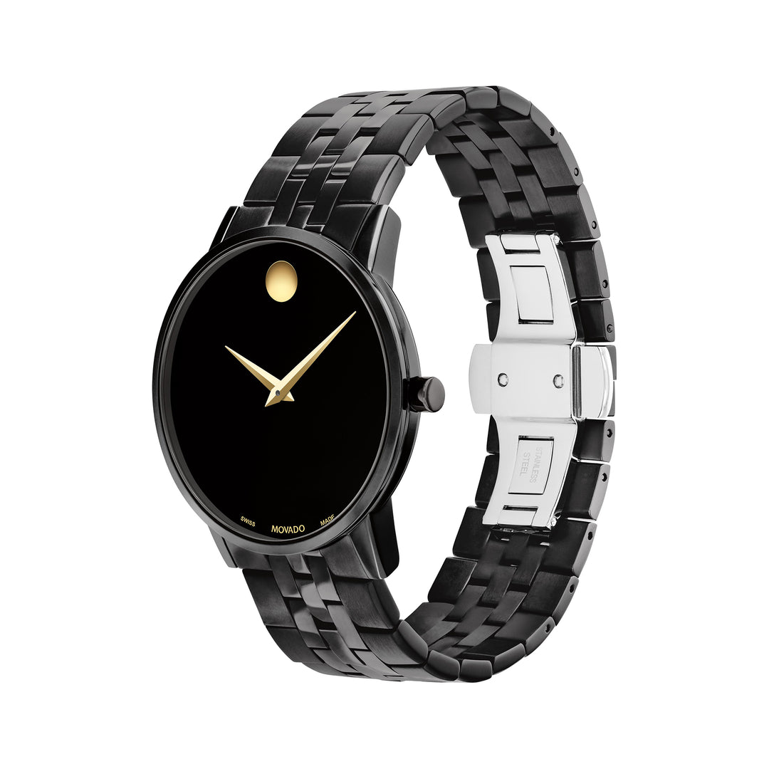 Movado Men's Black Dial Watch Black Tone Case Quartz