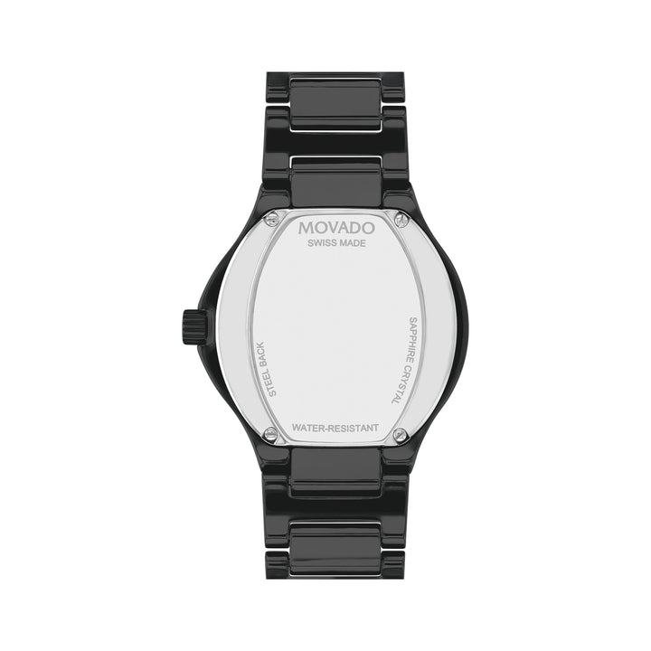 Movado Ladies Black Dial Watch Black Tone Case Quartz