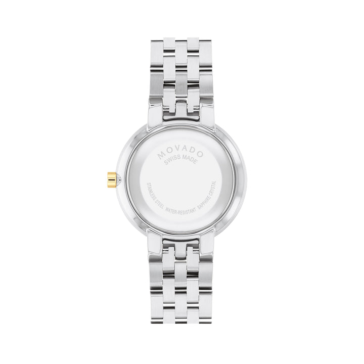 Movado Ladies White Dial Watch Gold Tone Case Quartz