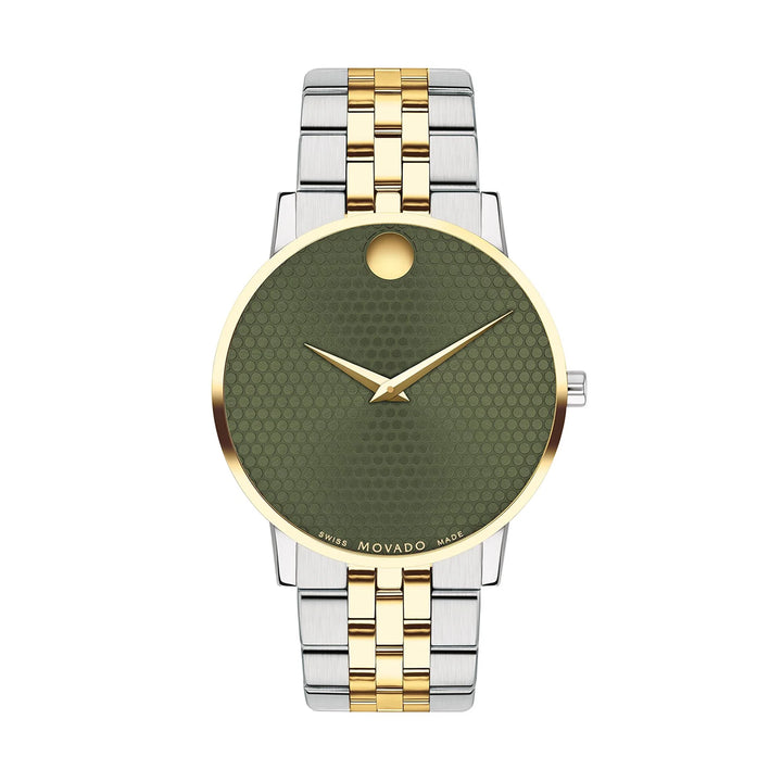 Movado Men's Watch Silver & Gold Tone Case Green Dial Quartz