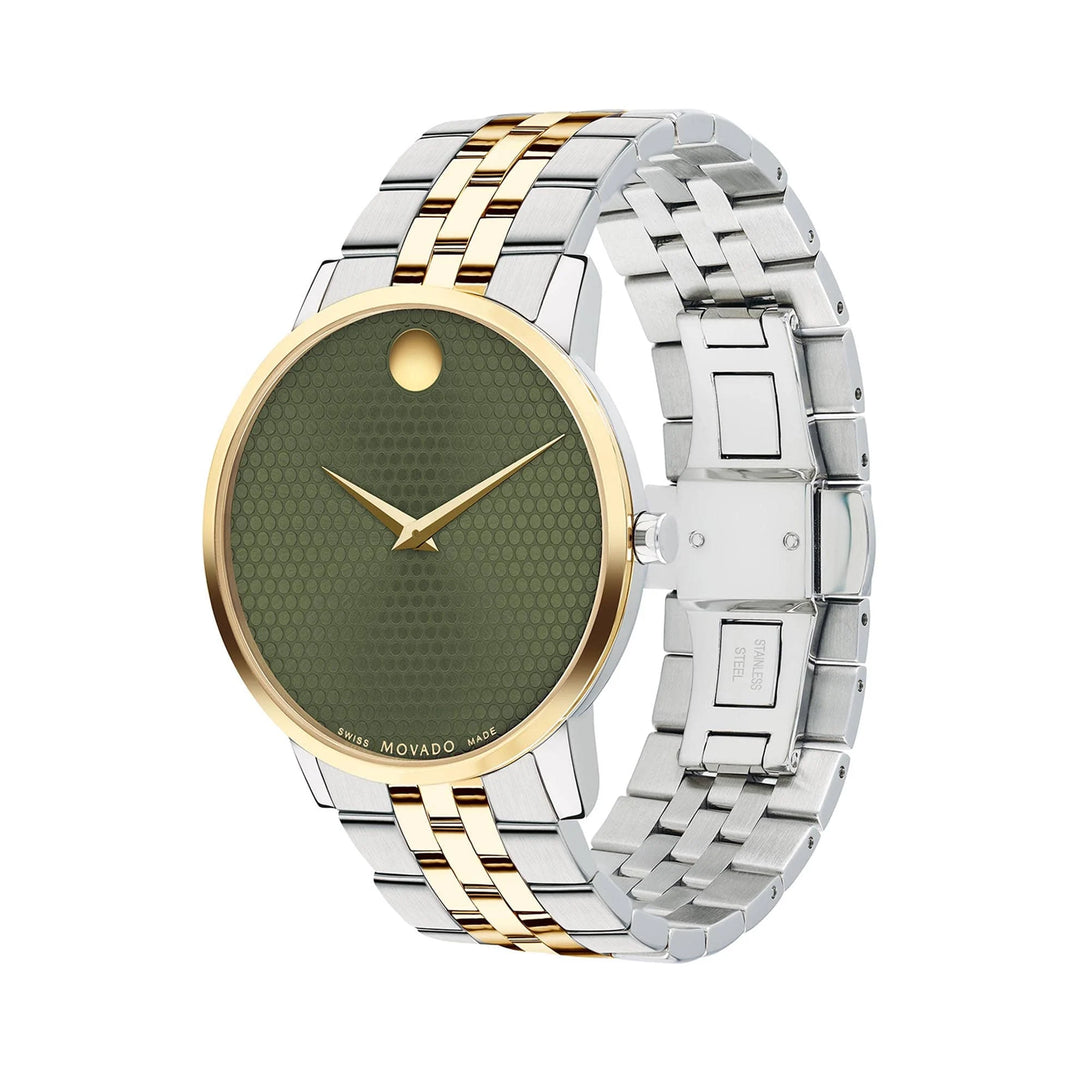 Movado Men's Watch Silver & Gold Tone Case Green Dial Quartz