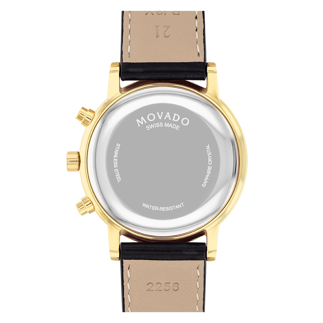 Movado Men's White Dial Watch Gold Tone Case Quartz