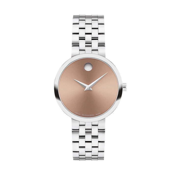 Movado Ladies Watch Silver Tone Case Brown Dial Quartz