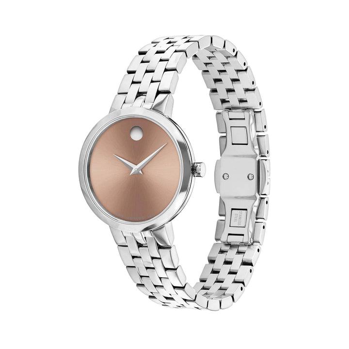 Movado Ladies Watch Silver Tone Case Brown Dial Quartz