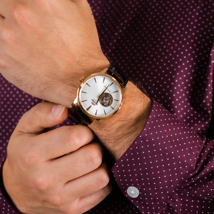 Orient Contemporary Open-heart Rose-gold Automatic Gents Watch