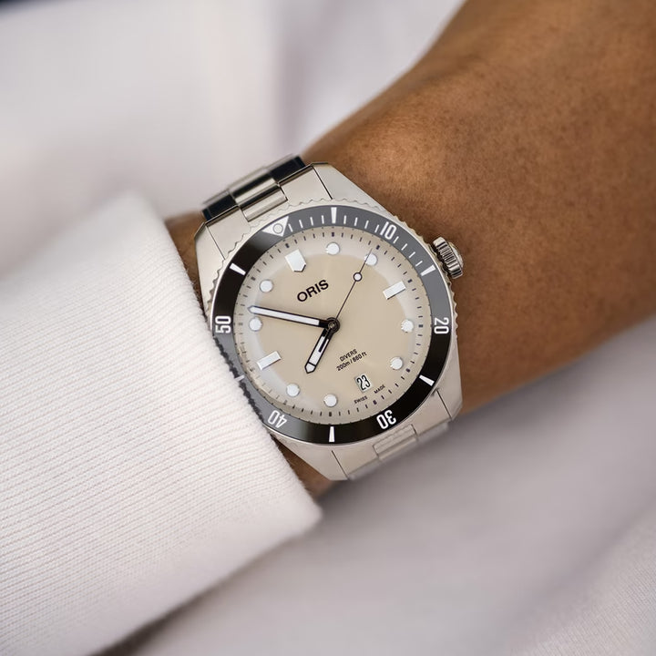 Oris Men's Silver Tone Case Brown Dial Automatic Watch