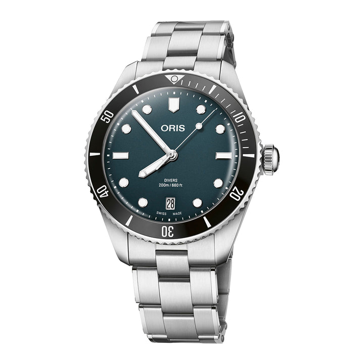 Oris Men's Silver Tone Case Blue Dial Automatic Watch
